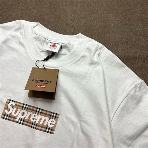 supreme burberry tee logo